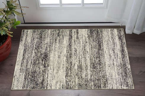 2' X 8' Gold And Slate Abstract Runner Rug